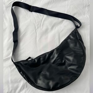 Uniqlo C Bag Faux Leather Round Shoulder Bag Black NWOT